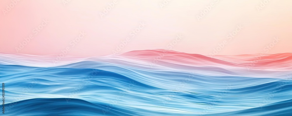 Aufkleber pastel color illustration abstract background idea. serene ocean waves under a soft pastel sky, evok