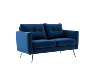Modern blue sofa isolated on transparent background
