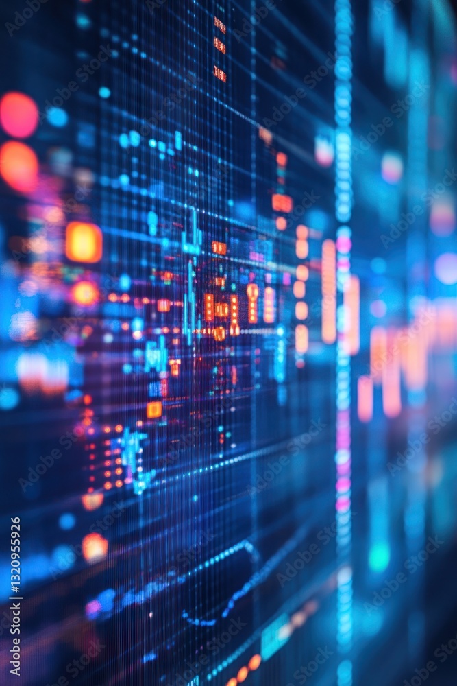Aufkleber abstract digital data visualization with glowing lines and dots