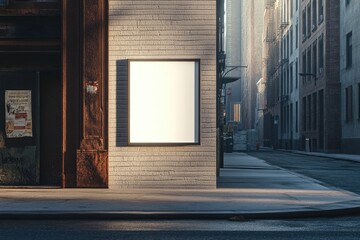 Blank billboard on city street corner