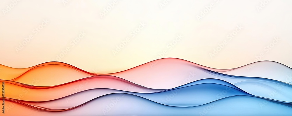 Poster Waterscape abstract background idea. Abstract wavy lines in red and blue create a calming, modern background effect.