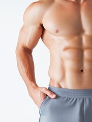 Fototapeta premium Male executing core exercise with emphasis on abdominal muscles