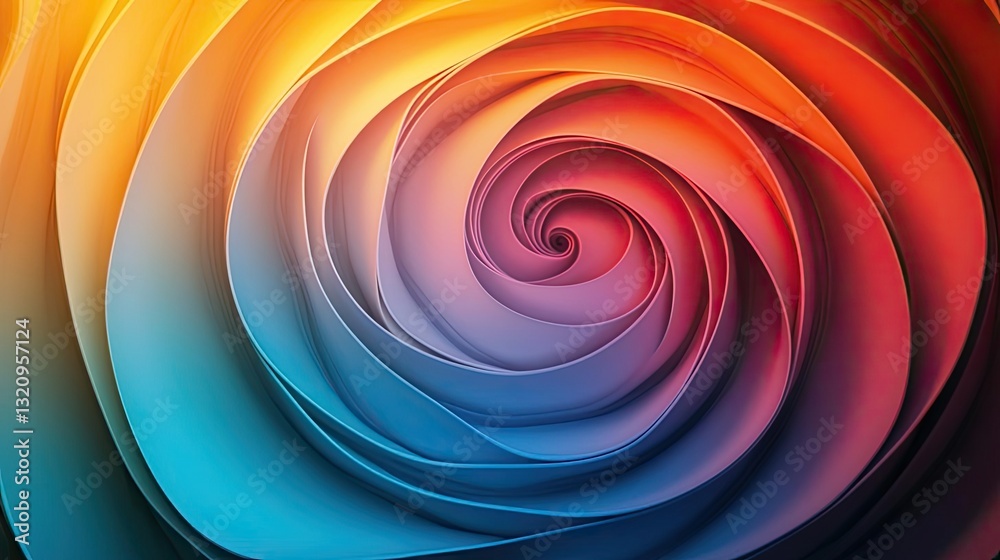 Poster Vibrant color art abstract background concept. A colorful abstract spiral design resembling a rose flower pattern.