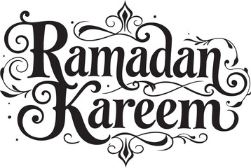 Ramadan Kareem Lettering, Ornate Floral Frame, Eid Mubarak, Islamic Art, Vector Illustration 