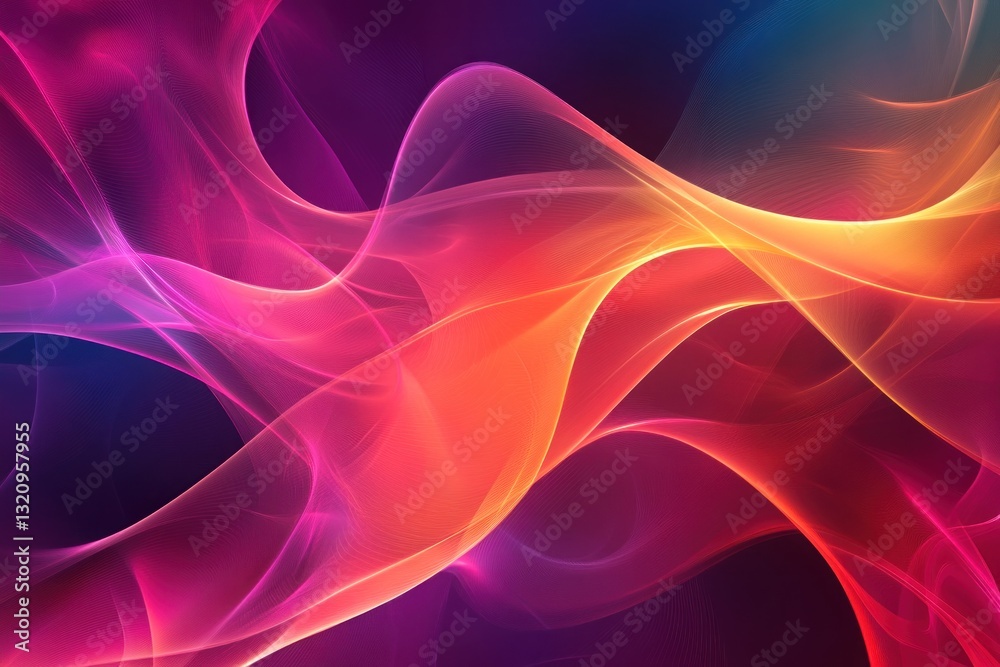 Poster vibrant abstract waves of color flowing in a dynamic pattern