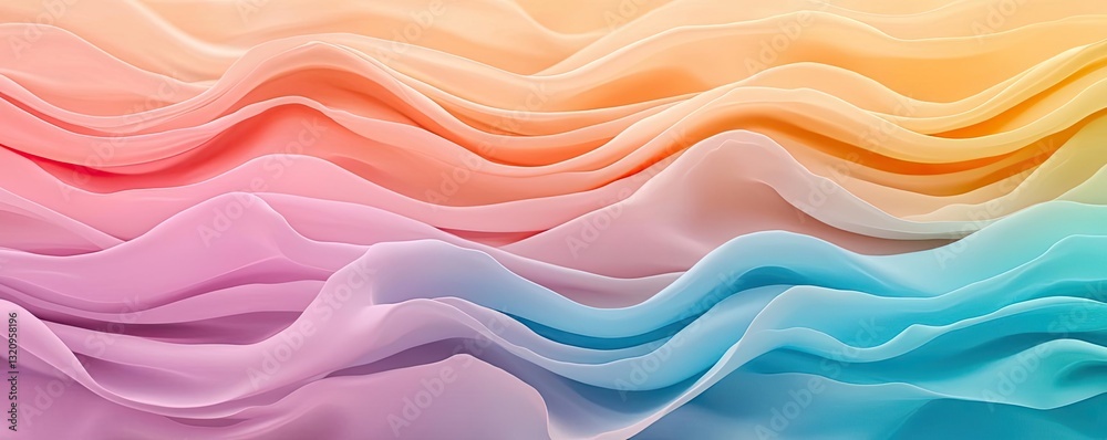 Poster Vibrant color art abstract background concept. Abstract wave pattern with soft pastel colors and smooth fabric-like textures.