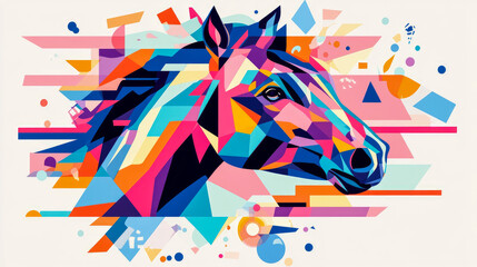 Abstract equine head, geometric, bold. Design for wall art, poster.