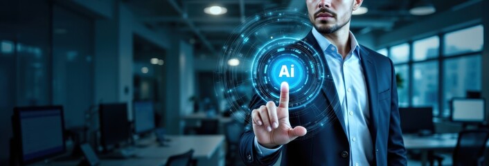 A businessman showcases the power of SAP related technology in enhancing business process management