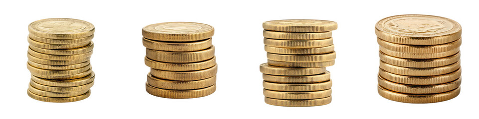 Stacks of shiny gold coins symbolizing financial growth investment and prosperity  The image depicts the concept of wealth accumulation savings and successful business or career