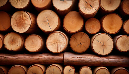 a stack of logs arranged neatly next to each other