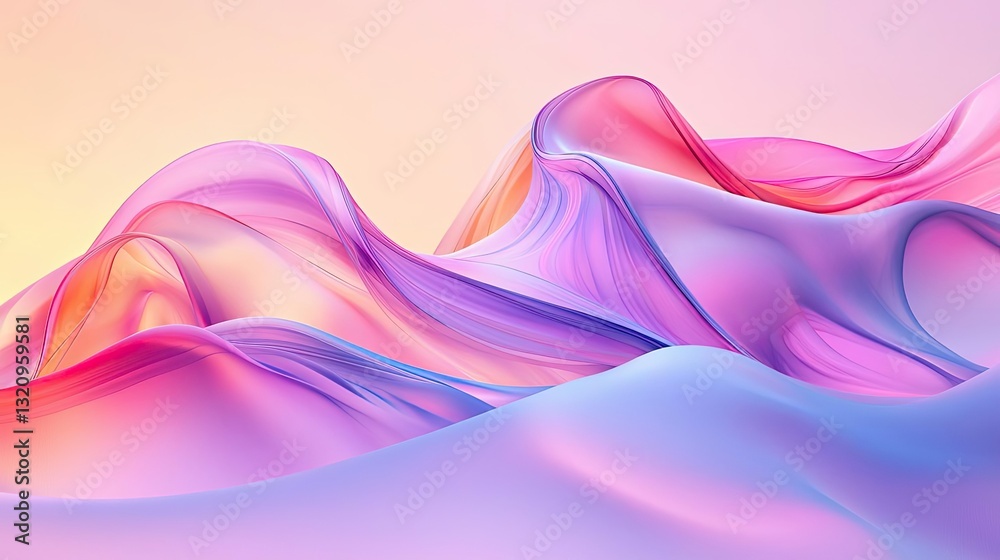 Aufkleber Pastel color illustration abstract background idea. Vibrant waves of colorful abstract shapes in soft pastel tones.