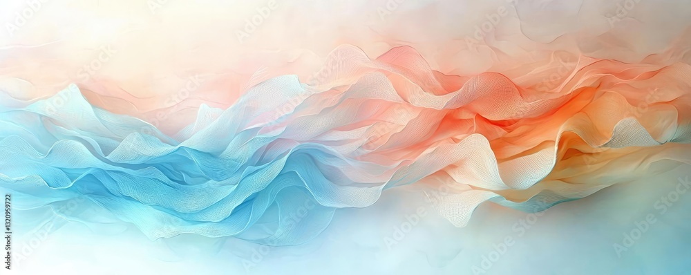 Poster pastel color illustration abstract background idea. abstract wave pattern in soft blue and orange hu