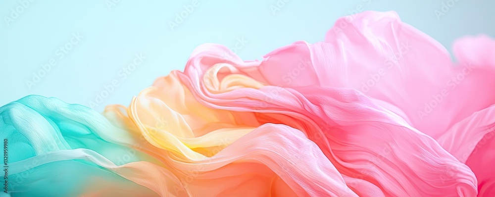 Poster pastel color illustration abstract background idea. colorful abstract fabric waves in pastel shades 