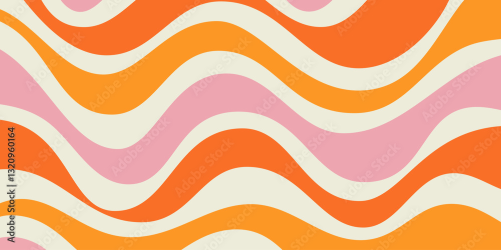 Poster Cool Abstract Psychedelic Groovy Pattern Art. Y2k Trippy Texture Vector Design. Wavy Background.