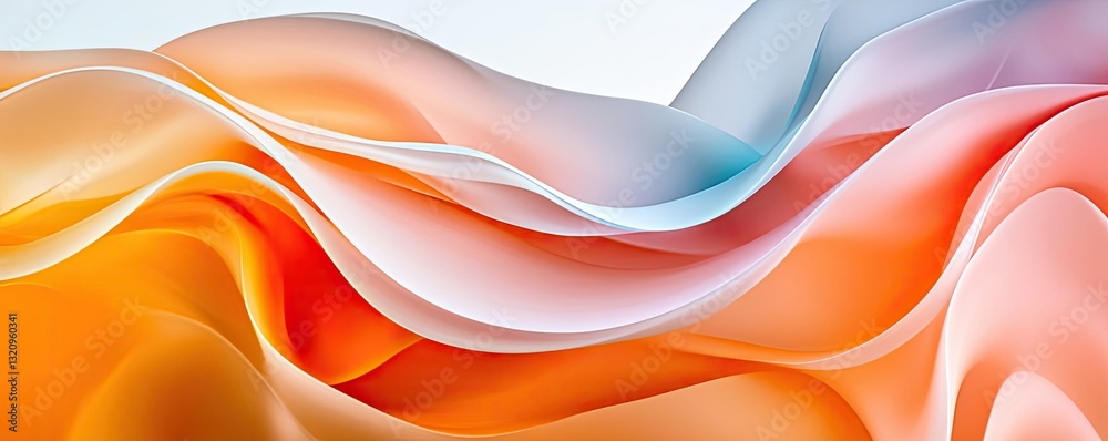 Poster Vibrant color art abstract background concept. Abstract waves of orange and blue create a dynamic visual flow with soft gradients.