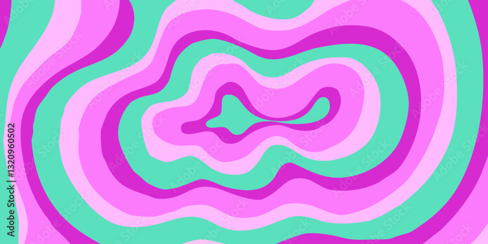Aufkleber Cool Abstract Psychedelic Groovy Pattern Art. Y2k Trippy Texture Vector Design. Wavy Background.