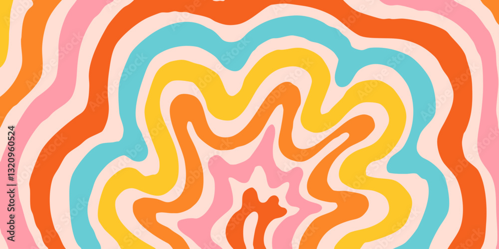 Aufkleber Cool Y2k Abstract Colorful Wavy Texture Vector Design Art. Groovy Psychedelic Rainbow Pattern. Trippy Pop Art illustration.