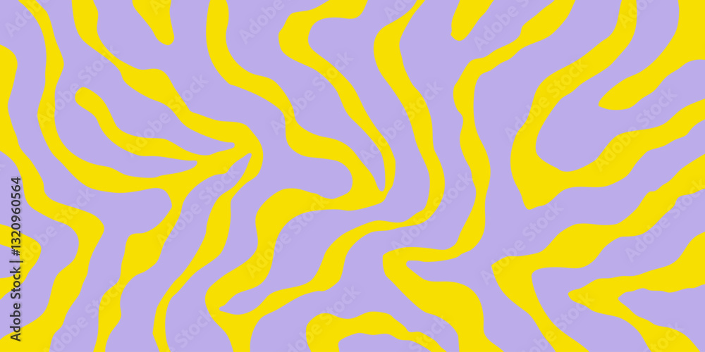 Poster Cool Abstract Psychedelic Groovy Pattern Art. Y2k Trippy Texture Vector Design. Wavy Background.
