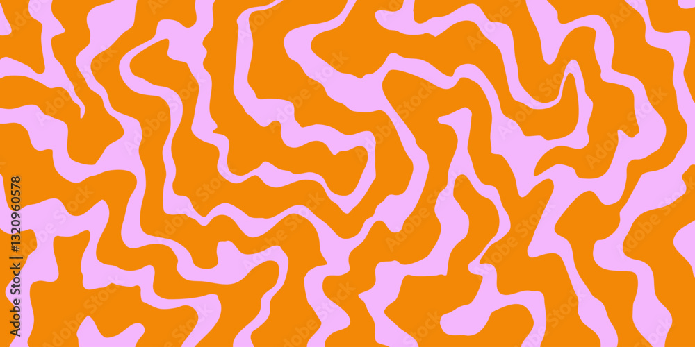 Aufkleber Cool Abstract Psychedelic Groovy Pattern Art. Y2k Trippy Texture Vector Design. Wavy Background.