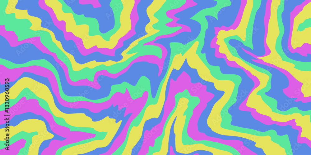 Aufkleber Cool Y2k Abstract Colorful Wavy Texture Vector Design Art. Groovy Psychedelic Rainbow Pattern. Trippy Pop Art illustration.
