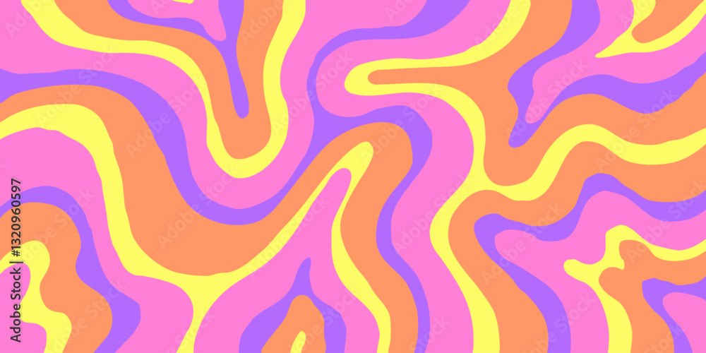Aufkleber Cool Y2k Abstract Colorful Wavy Texture Vector Design Art. Groovy Psychedelic Rainbow Pattern. Trippy Pop Art illustration.