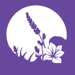 Sea lavender flower logo silhouette vector style template design.