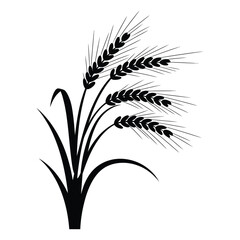 Obraz premium Wheat stalks Silhouette, Vector, Icon, Logo, White Background.