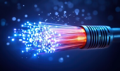 Fiber optic cable internet with big database servers connection line
