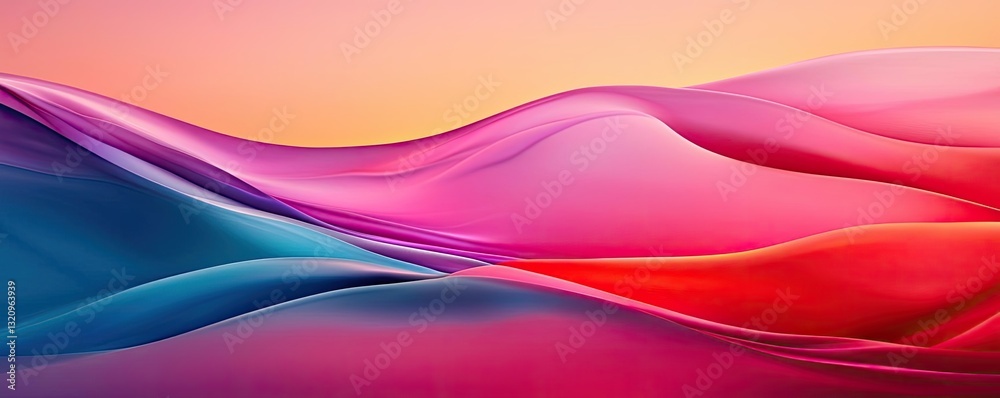 Poster Waterscape abstract background idea. Vibrant abstract waves of color flow gracefully across a smooth surface.