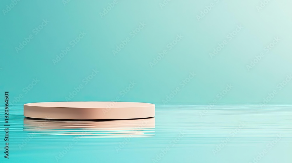 Poster waterscape abstract background idea. minimalistic podium showcasing creativity with serene aqua back