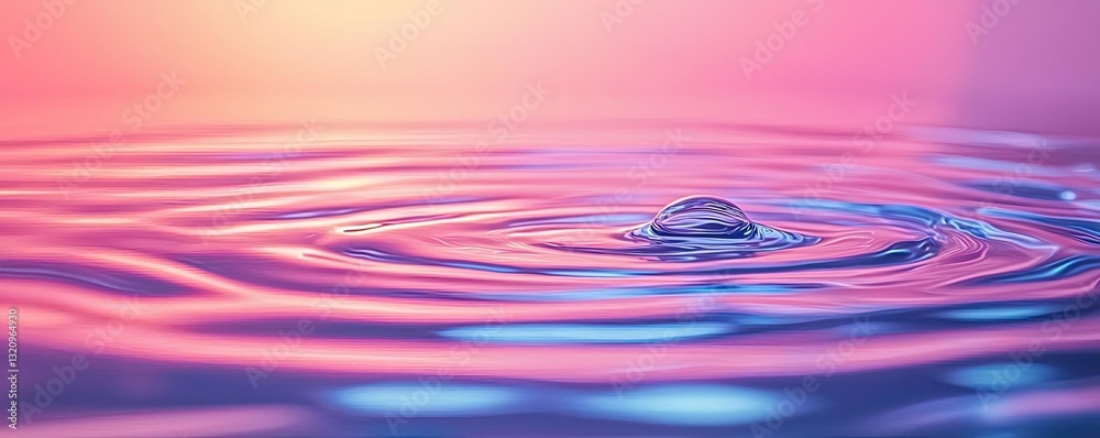 Poster waterscape abstract background idea. serene water ripple reflecting vibrant colors of pink and blue,