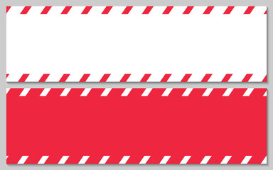 Warning banner red and white frame with strips Vector illustration