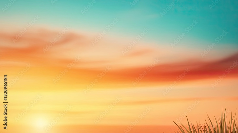 Poster pastel color illustration abstract background idea. a serene sunset with vibrant colors illuminating
