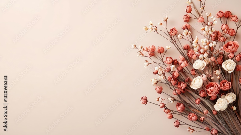 Poster pastel color illustration abstract background idea. a beautiful arrangement of delicate flowers in s