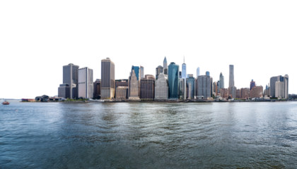 city skyline panoramic view on transparent background