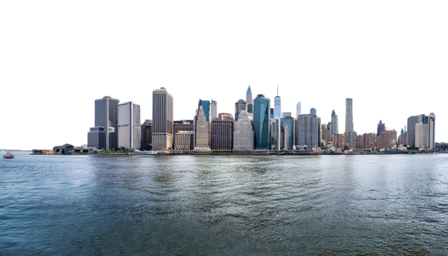 city skyline panoramic view on transparent background