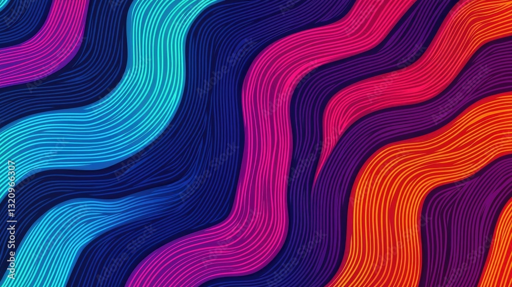 Poster Vibrant color art abstract background concept. Vibrant waves of color flowing in harmonious patterns, creating a dynamic visual experience.