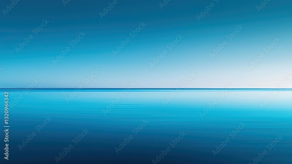 Aufkleber waterscape abstract background idea. stunning calm ocean view with gradient blue tones under a clear