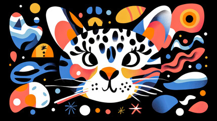 Abstract Feline Portrait: A Celebration of Color and Form