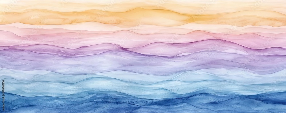 Poster Vibrant color art abstract background concept. Soft pastel waves create a calming and serene abstract background for creative projects.