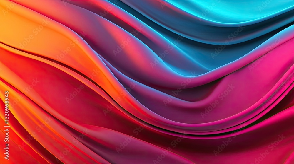 Aufkleber vibrant color art abstract background concept. vibrant flowing fabric waves in shades of red, blue, 