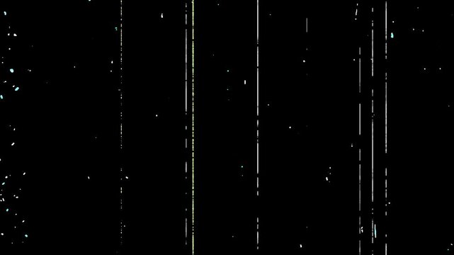 A vintage film overlay with a transparent background. The image includes vertical scratches, random light specks, and dust particles, creating an old film reel effect