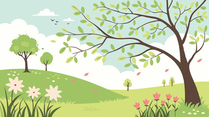 flat detailed spring landscape
