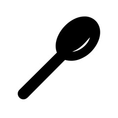 Black silhouette icon of a spoon. Ideal for culinary blogs, restaurant menu designs, or diet and nutrition websites looking for simple, clean kitchen tool graphics.