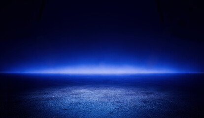 Neon Energy Circle Illuminated in a Stadium at Night With a Vibrant Blue Background