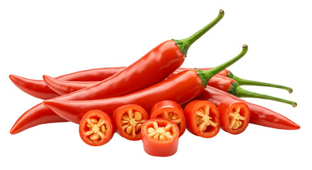 Red hot chili peppers fresh ripe spicy vegetable isolated on white