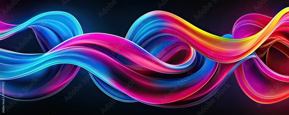 Poster vibrant color art abstract background concept. vibrant flowing waves of colorful light in a dark bac