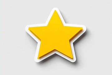 Obraz premium Isolated Yellow Star Shape with White Outline on Gray Background