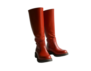 Women's red boots isolated on transparent background