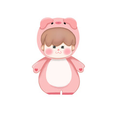 A little girl with a pink dress.